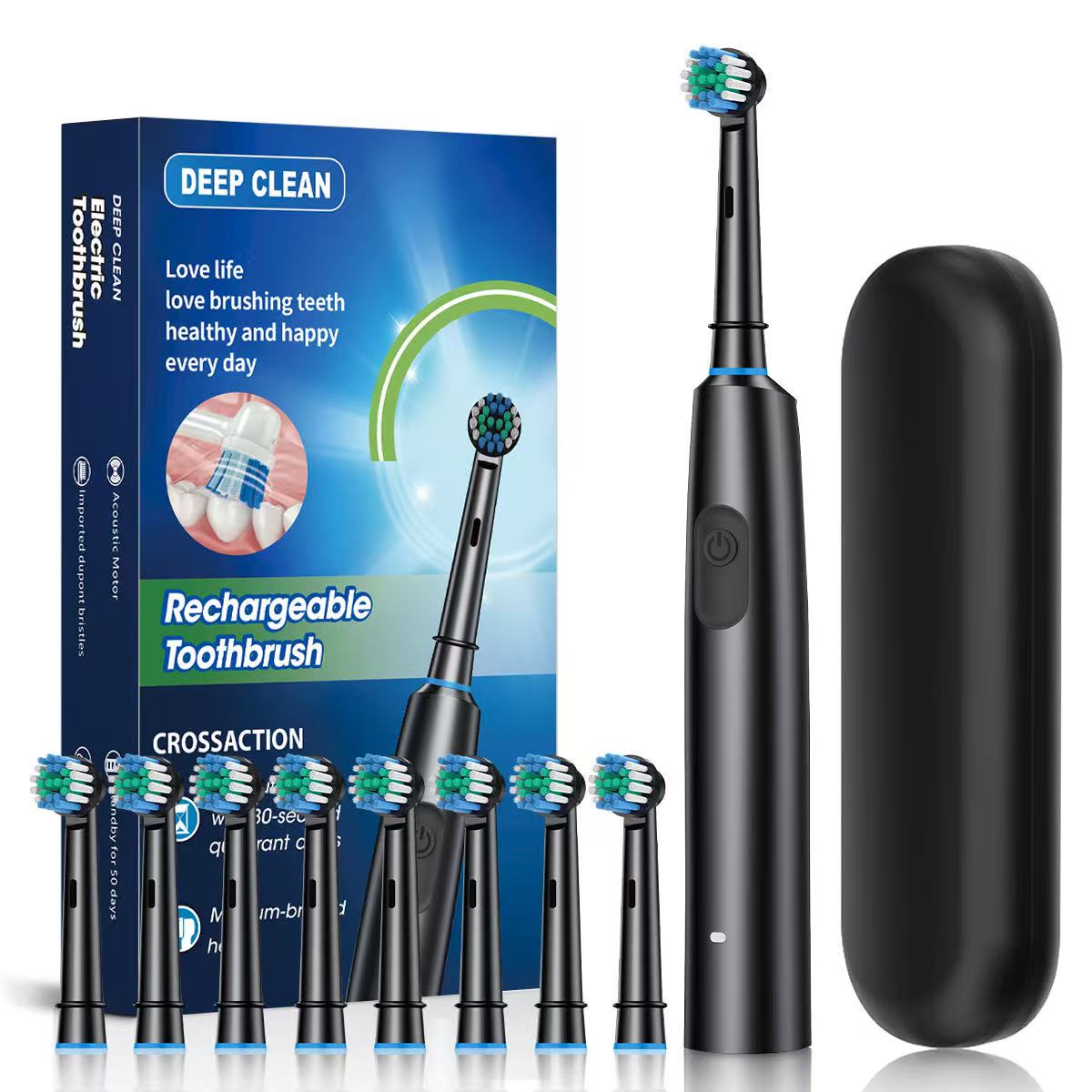 Noir (4 têtes de brosse + boîte de voyage)
