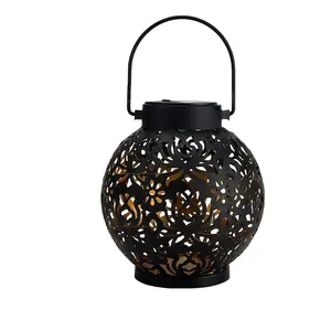 Outdoor Solar Hanging Lantern Light LED Decorative Christmas Design With Hollowed-Out Detail For Garden Patio Courtyard Lawn