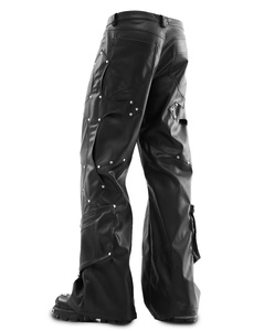 Jeans AIPA sur mesure, denim extensible, coupe ajustée, jeans évasés noirs faits à la main, pour hommes - Product Image 6