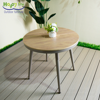 Meubles de salle à manger intérieurs/extérieurs Happy Life Factory, table durable pour jardin, café, structure en aluminium, matériaux en bois et plastique, vente en gros