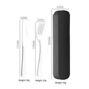 Ensemble de couverts en acier inoxydable, couteau, fourchette, cuillère, trois pièces, hôtel, steak occidental, portable, cadeau d'anniversaire - Product Image 1