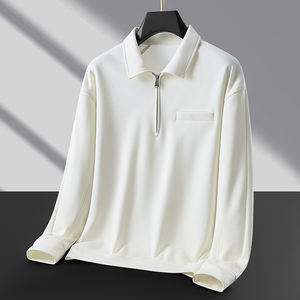 Customized logo Autumn luxury men's POLO semi-open <b>shirt</b> zipper lapel long sleeve T-<b>shirt</b> loose casual fashion business <b>sweater</b> - Product Image 3