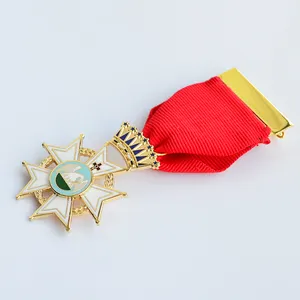 定制高品质金属硬搪瓷棒胸针丝带骑士大十字勋章订单