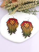 Pendientes de madera estampado León Rasta