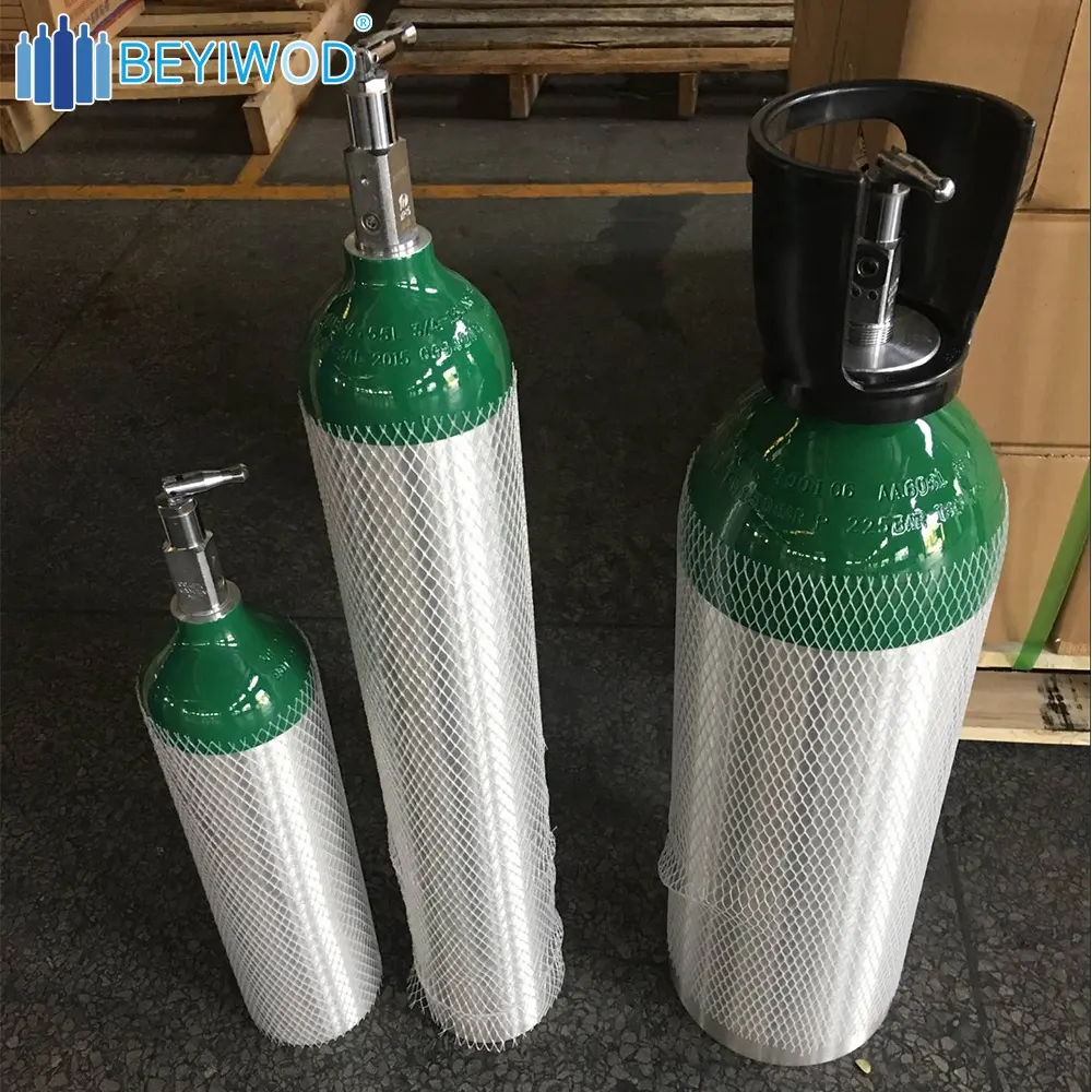 Kleine tragbare medizinische sauerstoff zylinder aluminium sauerstoff kann mit sauerstoff regler für verkauf