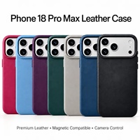 Étui de téléphone magnétique en cuir avec bouton caméra IA pour iPhone 18 Pro 18 Pro Max, recharge sans fil originale, coque givrée avec boîte