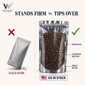 Custom Logo Yin Yang Stand Up Doypack 15x22+4cm Clear Front Metallized Back Zipper Resealable Coffee Snack Food <b>Bag</b> US Stock - Product Image 1