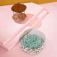 Ensemble de 2 tables à thé centrales en quartz bon marché en métal, petite table basse nordique ronde en marbre avec plateau en verre trempé et acier inoxydable