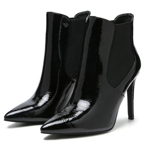 Bottines en cuir verni <span class=keywords><strong>Beige</strong></span> pour femmes, chaussures à talons aiguilles, bout pointu, collection automne-hiver 2022 - Product Image 4