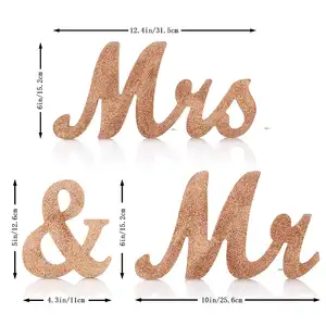 Letras de madera para decoración de boda, artesanías para recepción Mr & Mrs