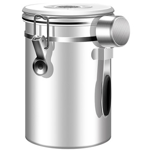 304 Stainless Steel Coffee Bean Airtight <b>Container</b> Cylinder Buckle Lid Anti Oxidation Moisture Proof Storage - Product Image 2