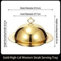 Plateau de service rond en acier inoxydable poli de luxe avec couvercle, plateau dôme pour buffet, pour utilisation en hôtel, restaurant, restauration