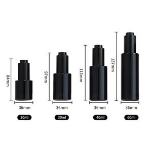 Flacon compte-gouttes en verre pour huile à <span class=keywords><strong>barbe</strong></span> cosmétique 20ml 30ml 1OZ 40ml 60ml flacon compte-gouttes pour sérum <span class=keywords><strong>noir</strong></span> brillant avec <span class=keywords><strong>bouton</strong></span> poussoir - Product Image 3