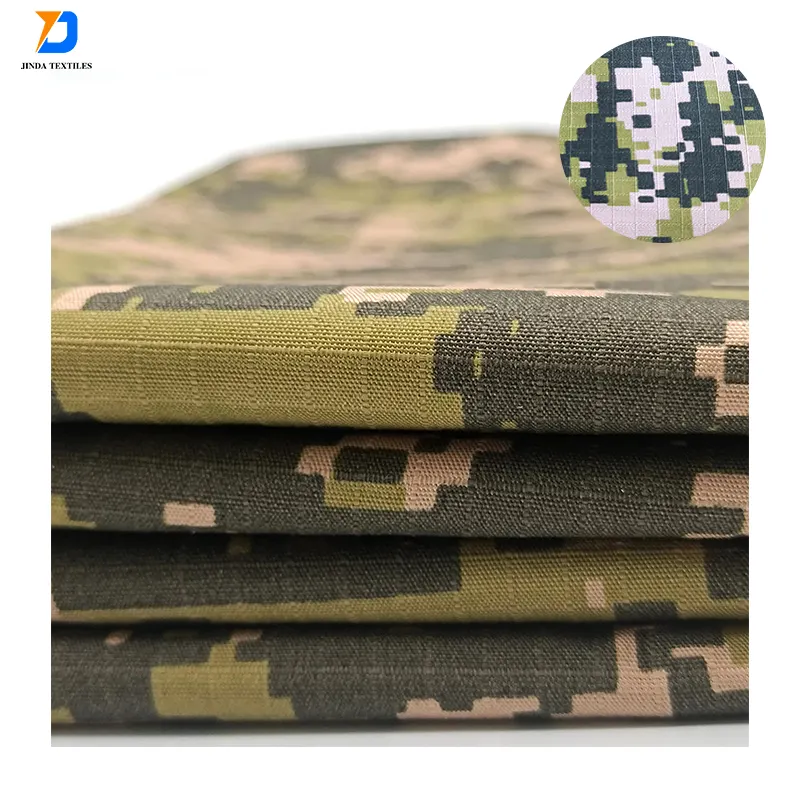 Jinda Greta In Nhuộm Màu Rắn Polyester Bông Nhuộm T/C 80/20 Đồng Phục In Camo Multicam W/R Pd Vải