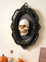 Ornement mural 3D squelette gothique sombre en relief, cadre noir, artisanat en résine, décoration murale artistique originale pour chambre, salon, maison