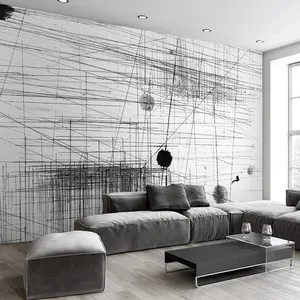 Benutzer definierte Wandt apete Schwarz Weiß Streifen Linien Abstrakte Kunst Wandmalerei Wohnzimmer Sofa TV Hintergrund 3D Foto Tapete