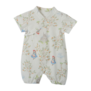 Combinaisons écologiques personnalisées 100% coton pur à <span class=keywords><strong>manches</strong></span> <span class=keywords><strong>courtes</strong></span> avec boutons latéraux <span class=keywords><strong>croisés</strong></span> pour bébés garçons et filles pour dormir - Product Image 4