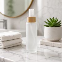 Flacon de lotion en verre dépoli avec bouchon en bambou 100ml 150ml – Emballage cosmétique rechargeable pour soins de la peau et beauté (vente en gros)