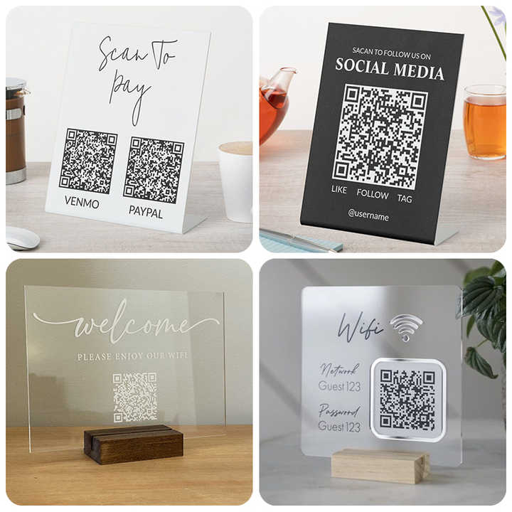 Oem Hairdressers Beautician Mirror Acrylic Qr Code Table Stand Google