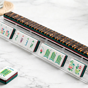 Mahjong américain en acrylique à imprimé léopard, un ensemble complet de tuiles de mahjong de style américain pour les loisirs - Product Image 3