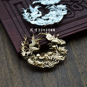 Copper Hairpin Crane Lotus 33x38mm Gold Silver Plated <b>Wedding</b> <b>Accessory</b> - Product Image 1