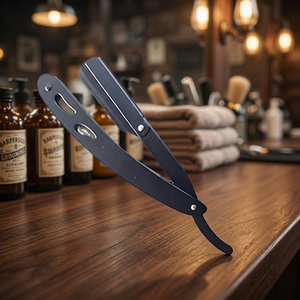 Custom Logo Stainless Steel Reusable Straight Sliding <b>Razor</b> Barbers Professional Cut Throat Shavette Eco-Friendly Salon Face Use - Product Image 2