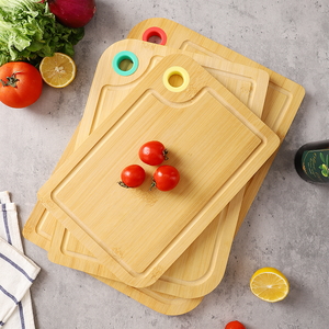 Ensemble de planches à découper en bambou 3 pièces Ustensiles de cuisine Durables Non toxiques Antibactériens Écologiques Lavables au lave-vaisselle Rainure profonde pour le jus - Product Image 1