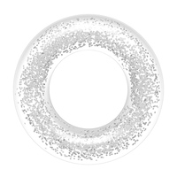 Bouée de natation gonflable transparente en PVC argenté à paillettes de 104 cm avec sequins, durable et écologique pour l'entraînement de natation féminin
