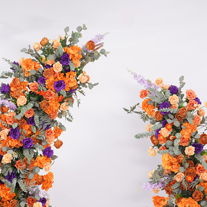 Corne de mariage porte arc <span class=keywords><strong>cadre</strong></span> décor Orange violet série fleur rangée Arrangement événement fête fenêtre affichage accessoires A8613 - Product Image 3