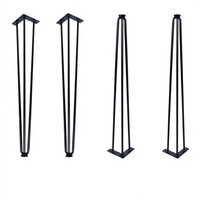 Jeu de 4 pieds de table industriels en métal de 28 pouces, noirs, capacité de charge de 900 lb, pour table basse, table de chevet, bureau et banc