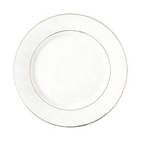 Assiettes en céramique de style occidental en gros, assiettes rondes à double ligne dorée et bordure dorée, assiettes créatives en porcelaine fine