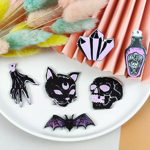Chunky Halloween Thème Horrible Crâne Fantôme Chauve-Souris Couteau De Cuisine Dangle Pendentif Charmes pour Halloween DIY Collier Boucles D'oreilles Bijoux - Product Image 2