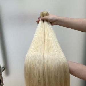 Cheveux humains en vrac double trame de qualité usine, 100% Remy, lisses, blonds, cuticules alignées, mèches Remy pour extensions - Product Image 4