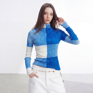 Moda Femenina Elegante Coreana Ecológica con Bloques de Color, Tejida, Manga Larga, Casual, Patchwork, Estilo Preppy, Corte Regular, 100% - Product Image 3