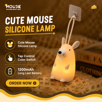 Lampe de chevet LED tactile portable personnalisée mignonne en silicone pour enfants, lampe de nuit pour chambre d'enfant, souris personnalisée, cadeau lumineux, jouets colorés