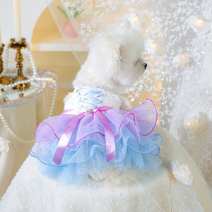 PETCIRCLE Vêtements pour animaux de compagnie printemps/été pour chiens et chats : Combinaison jupe et voile en tulle étoilé et rêveur - Product Image 3