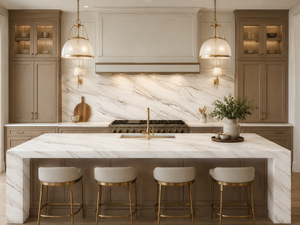 UNION Calacatta Mist Vein, Losa de Cuarzo Artificial Impresa, Super Jumbo, Diseño Moderno Ecológico, Encimeras para Cocina y Baño - Product Image 1