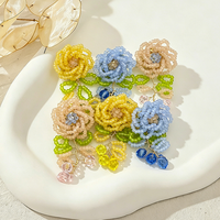 Nouvelles boucles d'oreilles Muses Jewels faites à la main, perles de verre colorées en forme de fleur, acier inoxydable, dégradé de couleurs, élégantes et simples