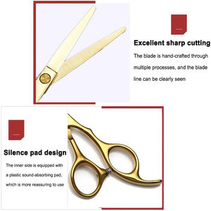 Hair <b>Scissors</b> 6.0 inch Golden Color Titanium Barber Cutting Thinning Hair Dressing Professional Hair Shears <b>Scissors</b> - Product Image 4
