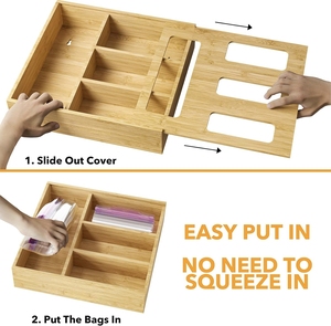 Modern <b>Kitchen</b> Living Room Drawer Bag <b>Storage</b> Organizer Compatible Gallon Sandwich Snack Bags (12.75x12x3 Inches 1 Box 4 - Product Image 3