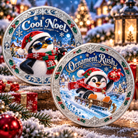 Pièce de monnaie commémorative de Noël personnalisée en cuivre pur 999 de 1 oz, motif pingouin, impression UV en relief 3D, objet de collection, souvenir