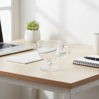 Mug en verre transparent à pied de 250 ml avec poignée, style européen écologique pour la maison, le bureau, le café – Verres élégants pour boissons