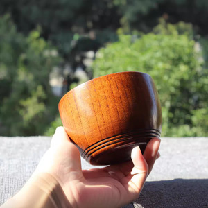 Bol rond en bois de jujube avec trois lignes, écologique, pour enfants, style japonais - Product Image 3