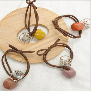 Korean retro high-stretch handmade pearl hair ring does not hurt the head rope hair <b>sweet</b> <b>personality</b> hair rope headdress women - Product Image 3