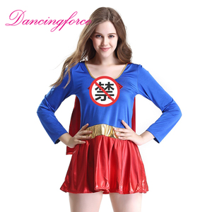 Disfraz de <span class=keywords><strong>Supergirl</strong></span> Tallas S-XXL, Vestido Corto con Capa de Manga Larga, Traje para Actuaciones en Escenario, Disfraz de Halloween para Juego de Roles - Product Image 4