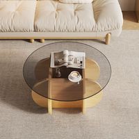 Table basse moderne en verre, petite et élégante, idéale pour le salon, l'appartement et le balcon