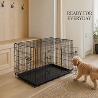 Cage pliable portable en métal pour animaux de compagnie, très vendue, avec fermeture à bouton-pression et plateau inférieur, convient aux chiens de toutes tailles