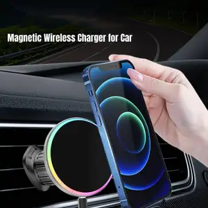 Magnetic Phone Holder For Car Strong Magnet Wireless Car Charger Holder Mount Qi 15w Fast Charging Car Phone Stand