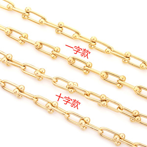 Chaîne en acier inoxydable en forme de U plaquée or 18 carats pour la fabrication de bracelets, accessoires de bijouterie H1549 - Product Image 2
