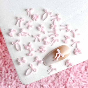 100 pièces <span class=keywords><strong>Macaron</strong></span> bleu ciel nœuds papillon cravates Nail Art décorations 3D nouveau ruban vague arcs résine ongles breloques pour bricolage ongles décorations - Product Image 6